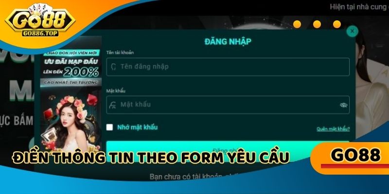 Điền các thông tin được yêu cầu trong form