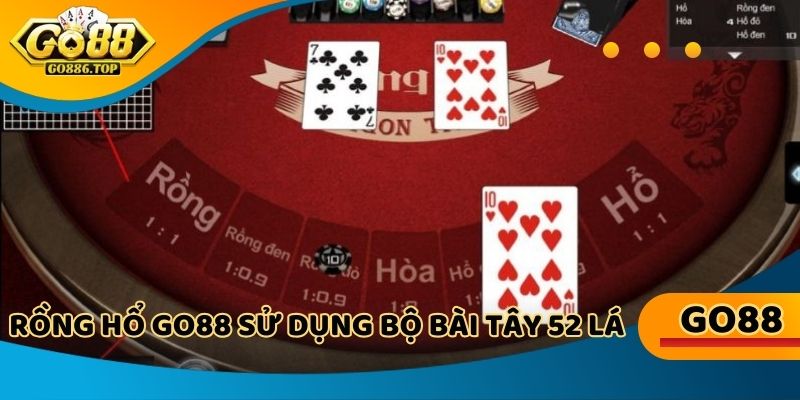 Rồng hổ Go88 sử dụng bộ bài Tây 52 lá làm công cụ chính